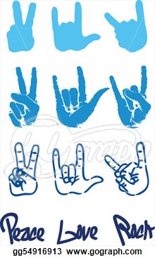 Stock Illustration   Peace Hand Sign Logo Love Rock  Clipart Drawing