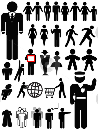 Symbol Person Silhouette Set Stock Vector Clipart Symbol People