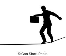 Tightrope Walker   Outline Of A Businessman Walking A