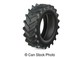Tractor Tire Or Tractor Tyre Closeup Isolated On White