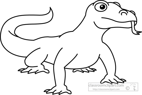 Animals   Komodo Dragon 02 Outline 118   Classroom Clipart