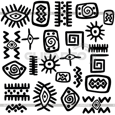 Background With African Motifs Over White Background     Hibrida