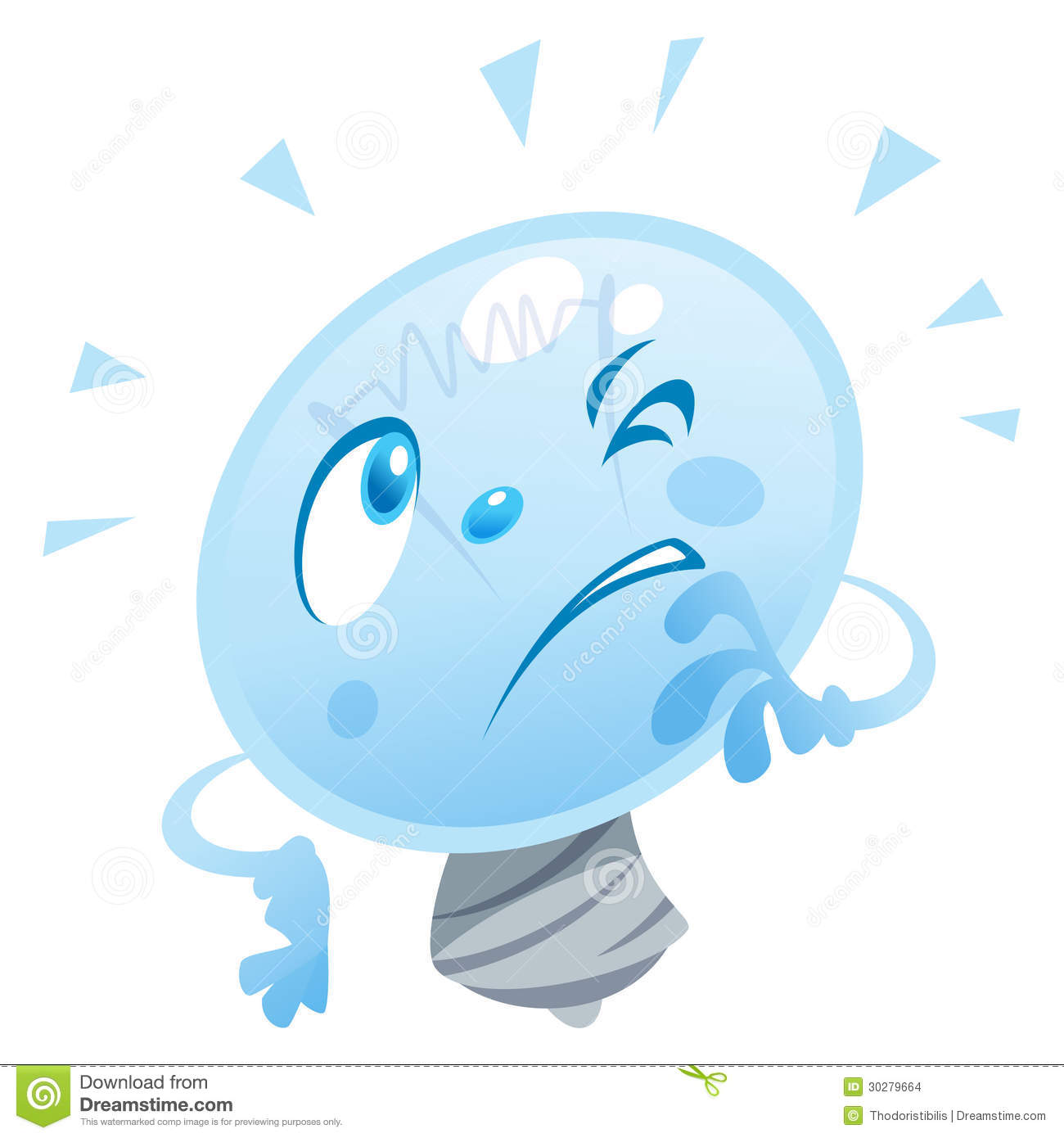 Bulb Character Is Thinking And Look Puzzled