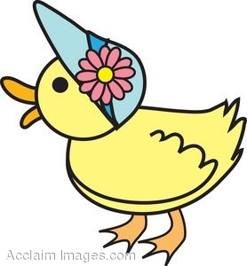 Clip Art Illustration Of A Duckl Wearing An Easter Bonnet  Clipart