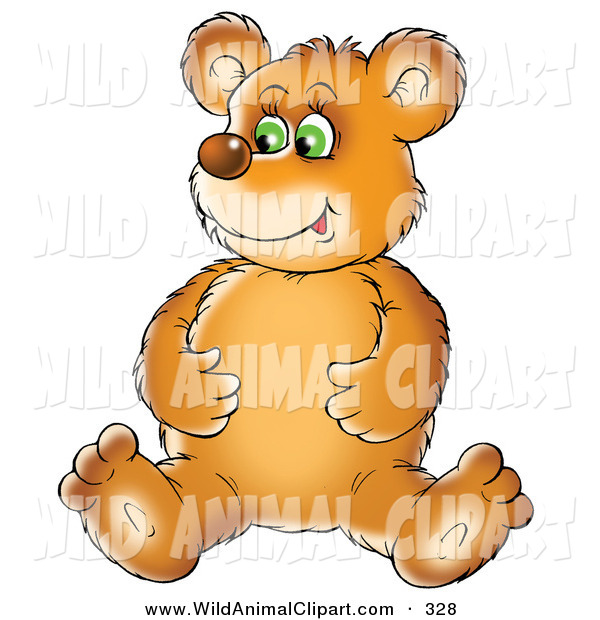 Clip Art Of A Cute Bear Cub Sitting On The Floor And Rubbing His Full    