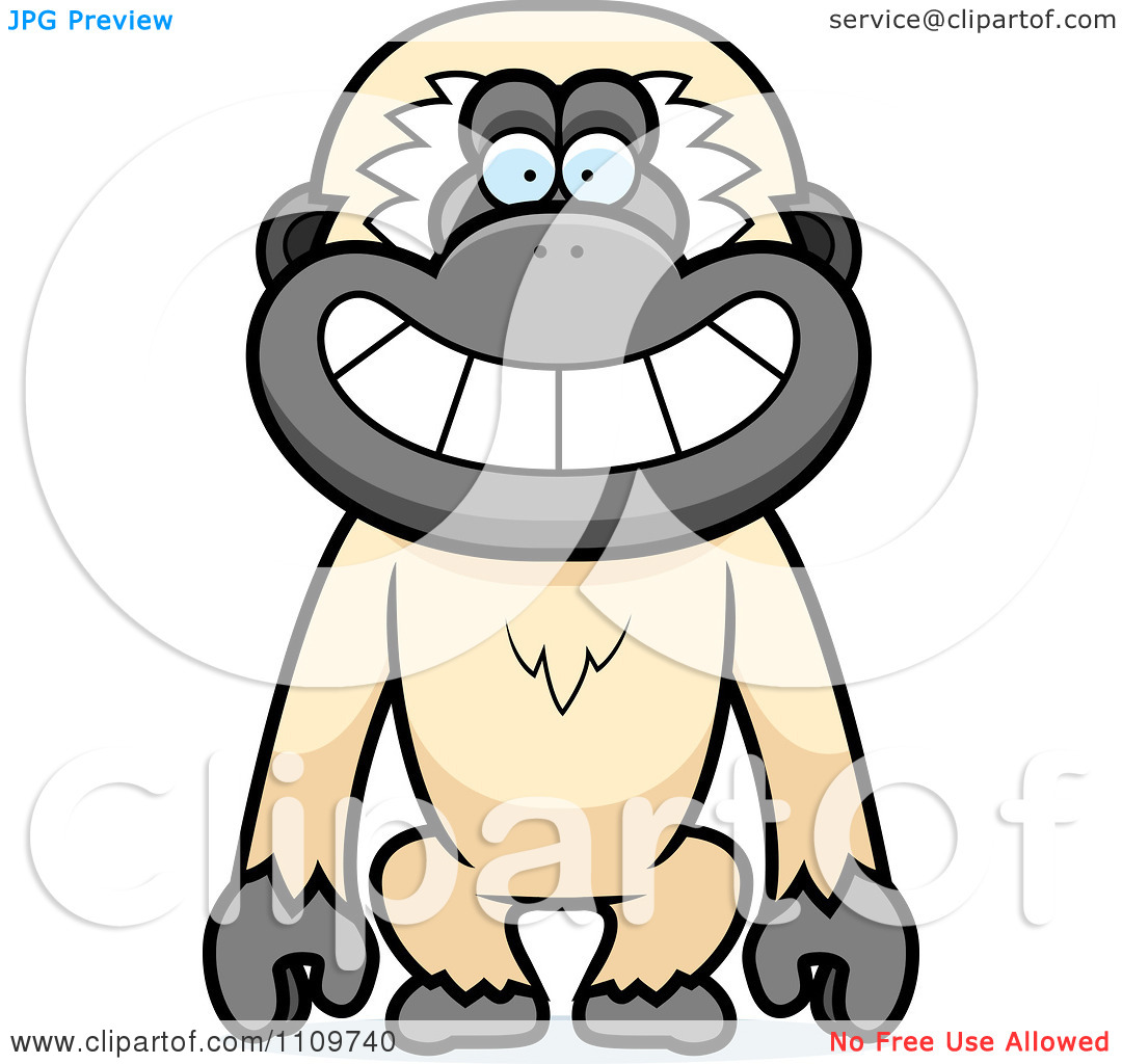 Clipart Happy Gibbon Monkey   Royalty Free Vector Illustration By Cory