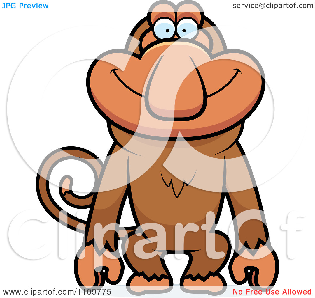 Clipart Happy Proboscis Monkey   Royalty Free Vector Illustration By