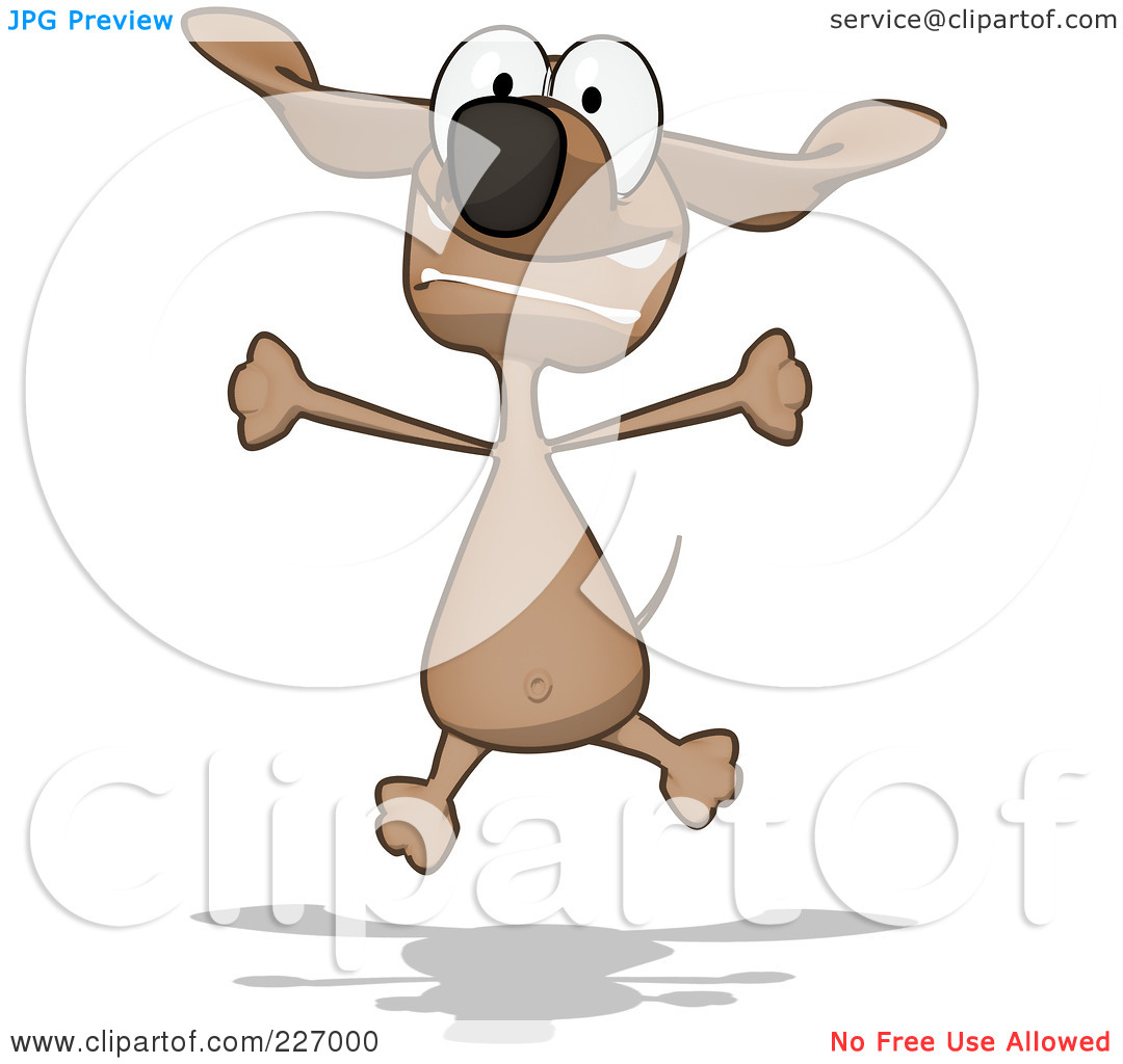 Clipart Illustration Of A Cartoon Brown Pookie Wiener Dog Jumping By
