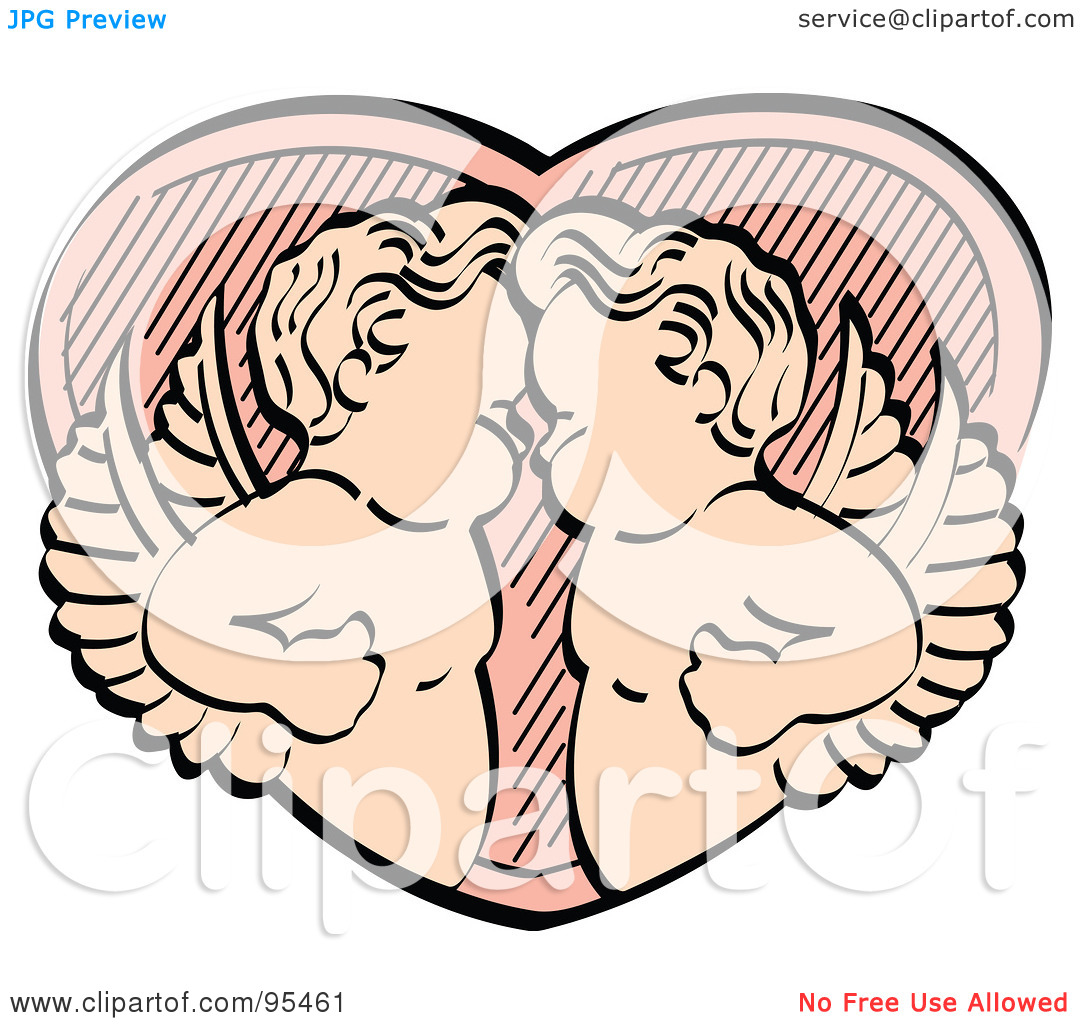 Clipart Illustration Of Two Victorian Cherubs Standing Face To Face