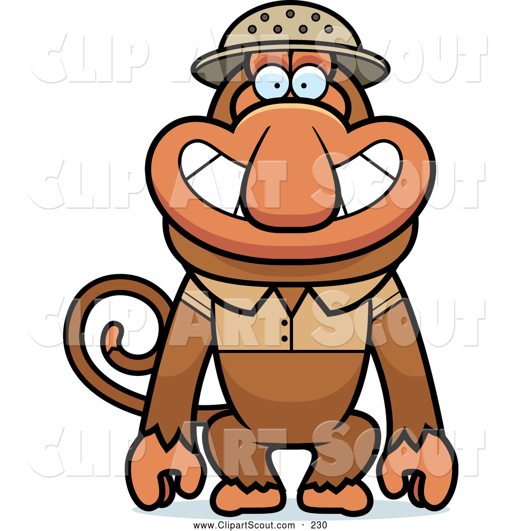 Clipart Of A Happy Proboscis Monkey Explorer