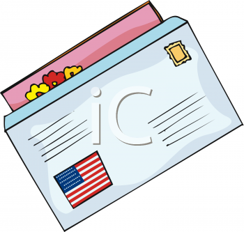 Clipart Picture Of A Letter With An American Flag Sticker On The