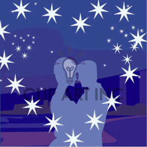 Couple Hugging Under The Stars Clipart Image Picture Art   145690