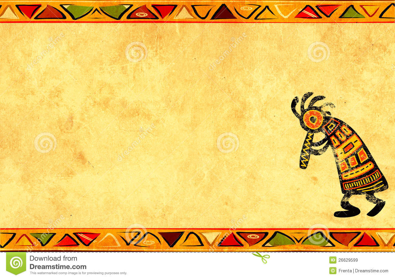Dancing Musician  Grunge Background With African Traditional Patterns