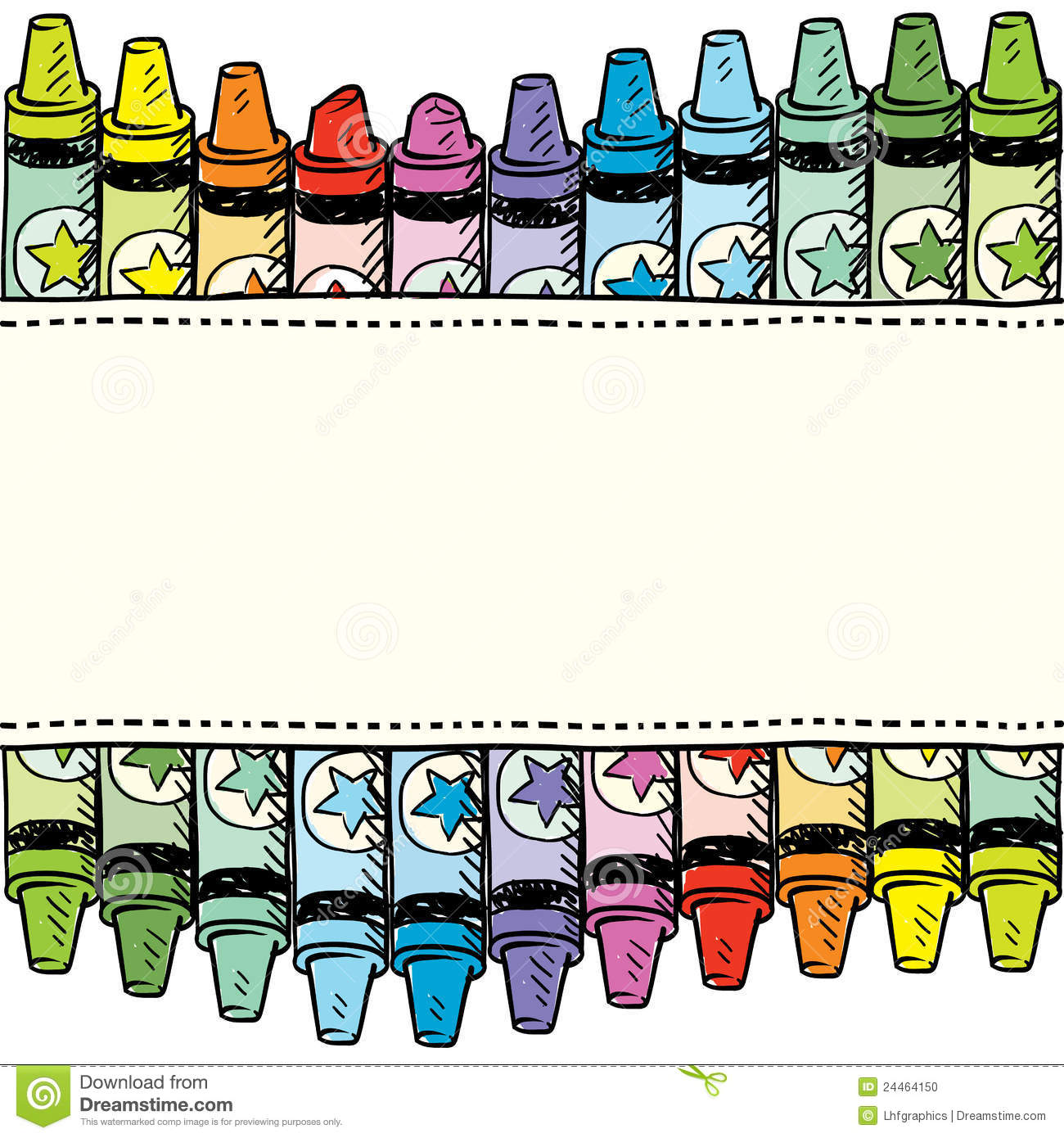 Doodle Style Colorful Crayon Seamless Border In Vector Format