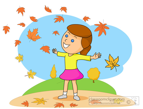 Download Girl With Falling Autumn Foliage 05