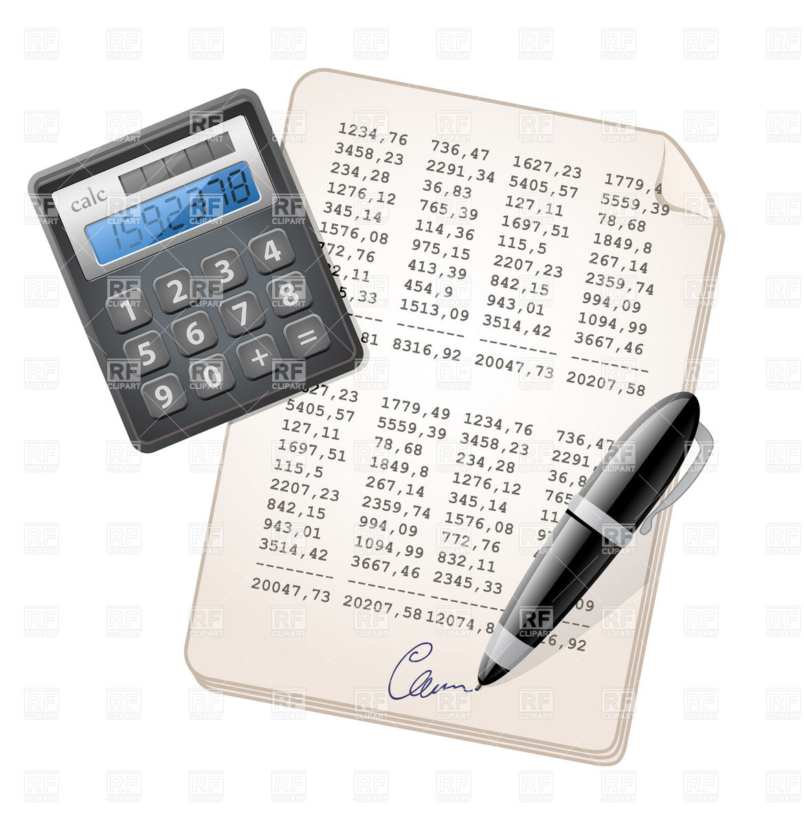 Financial Report Pen And Calculator 5676 Download Royalty Free