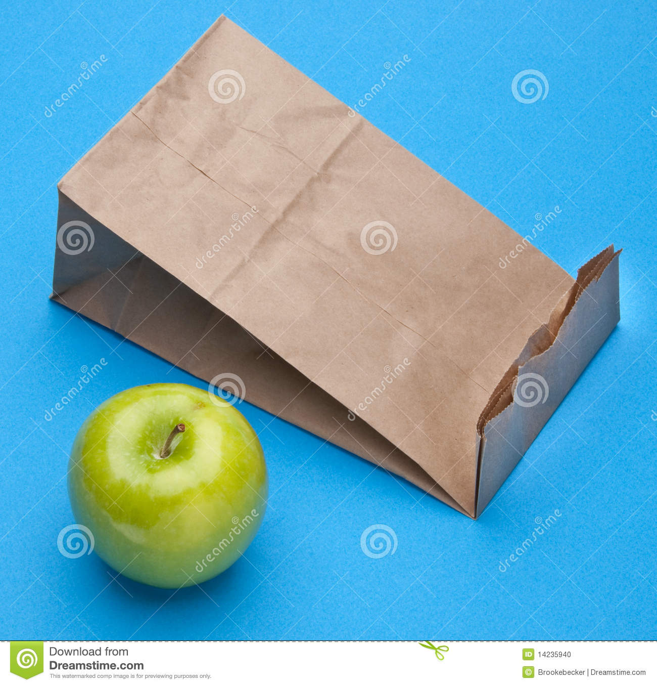 Healthy School Lunch Themed Image With Apples And A Brown Bag 