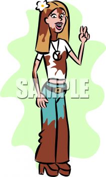 Hippie Chick Clip Art   Royalty Free Clipart Illustration