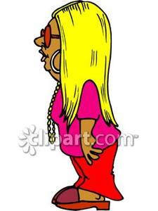 Hippie Chick Wearing Love Beads And Clogs Royalty Free Clipart Picture