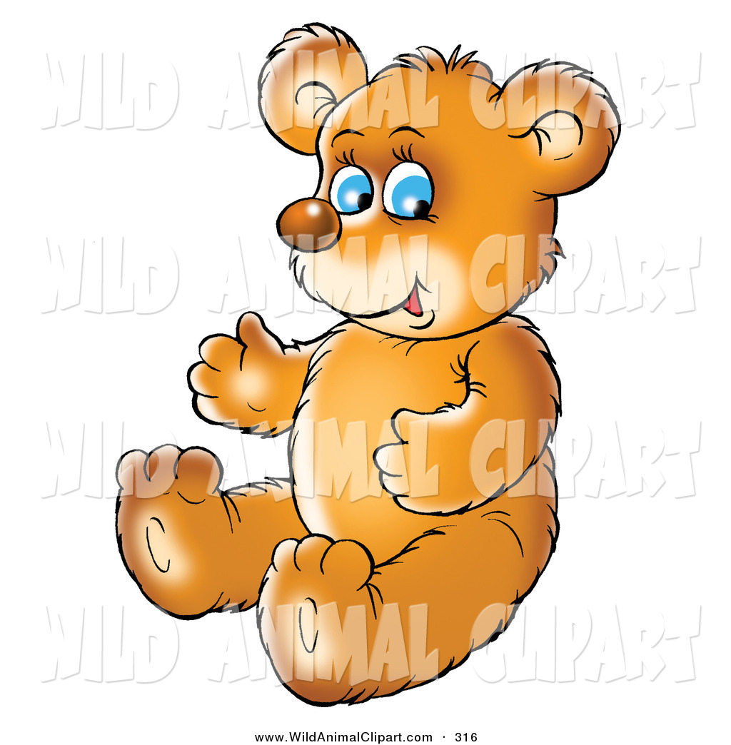 Larger Preview  Clip Art Of A Cute Blue Eyed Brown Bear Cub Sitting On    