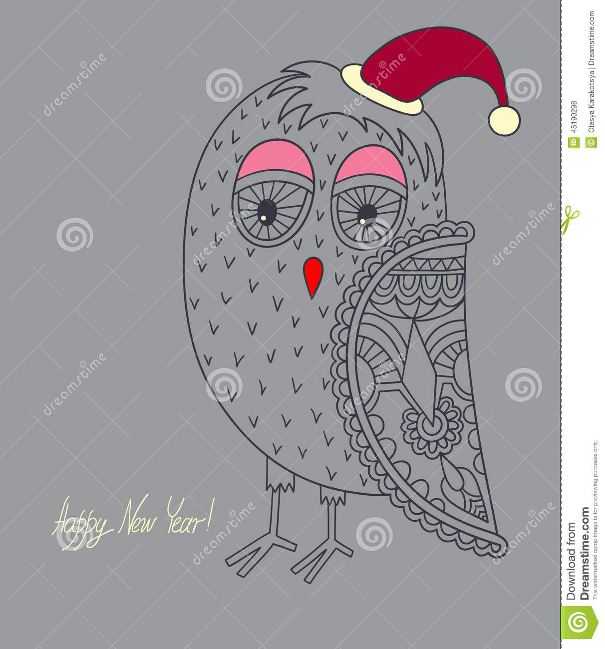 Original Ornamental Christmas Owl Concept Winter Stock Vector   Image