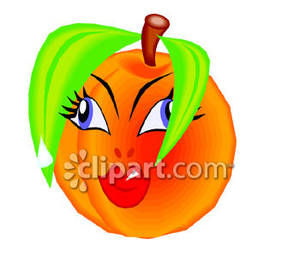 Peach With A Woman S Face   Royalty Free Clipart Picture