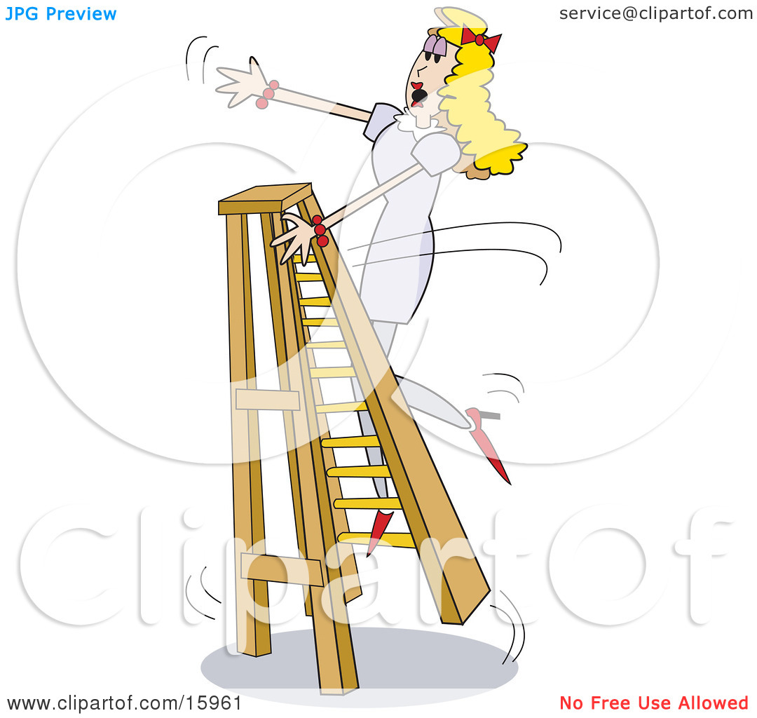 Trying To Climb A Ladder In Heels Falling Over Clipart Illustration