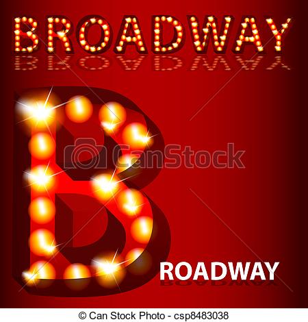 Vector   Theatrical Lights Broadway Text   Stock Illustration Royalty