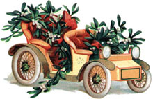Vintage Clipart Christmas Car Filled With Christmas Plants