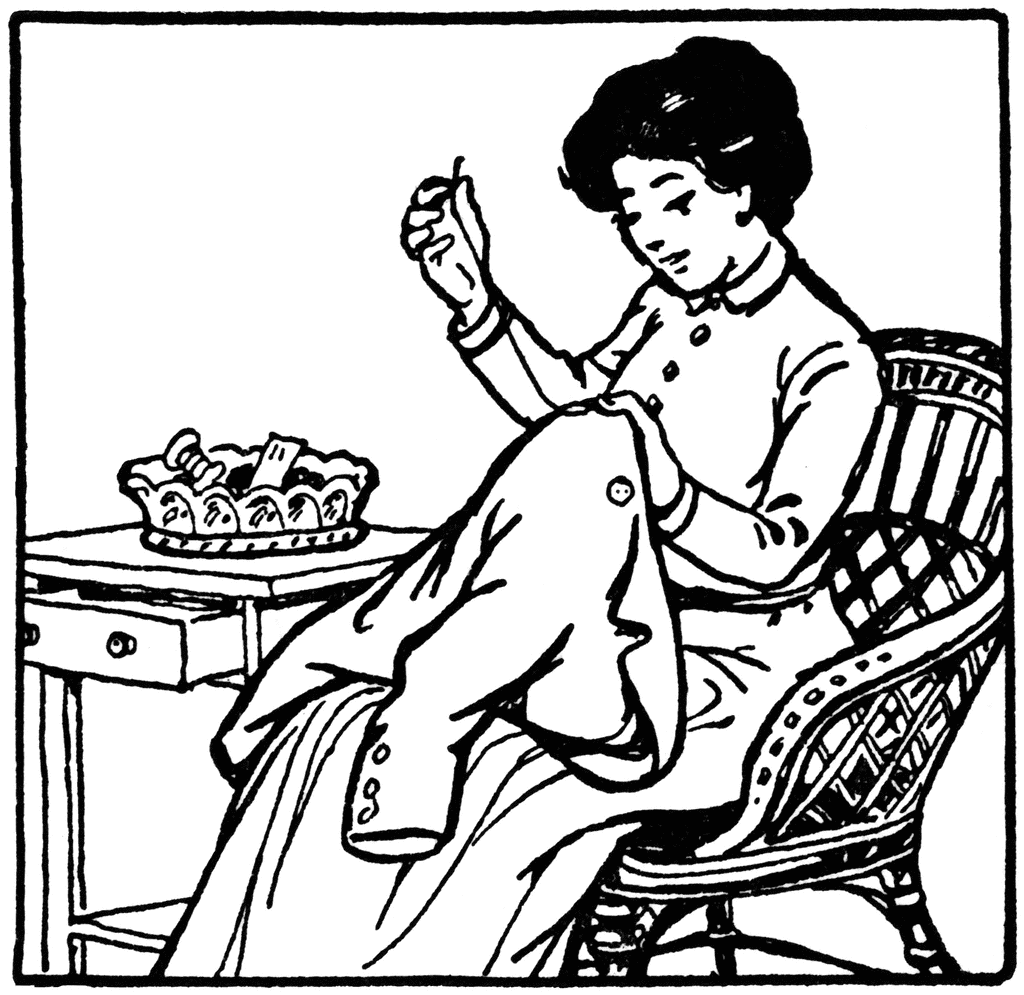 Woman Sewing Clothes In Chair   Clipart Etc