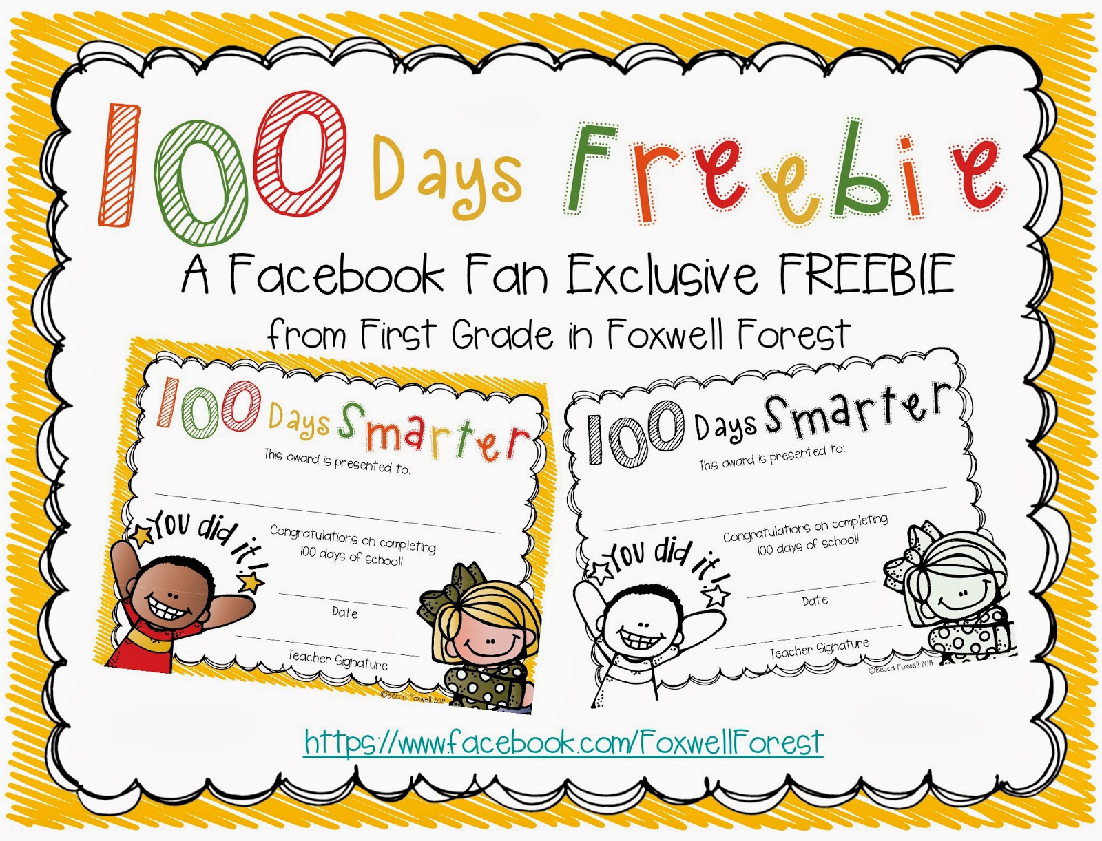 100th Day Of School Clipart Black And White This 100th Day Freebie Is