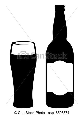 Black Beer Bottle With Glass   Csp18598574