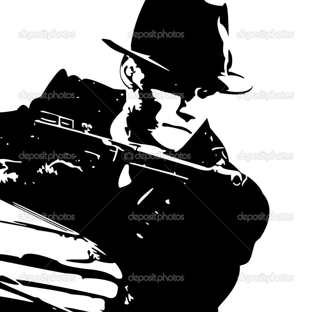 Black Man With Gun Silhouette Man In A Black Suit And A Hat