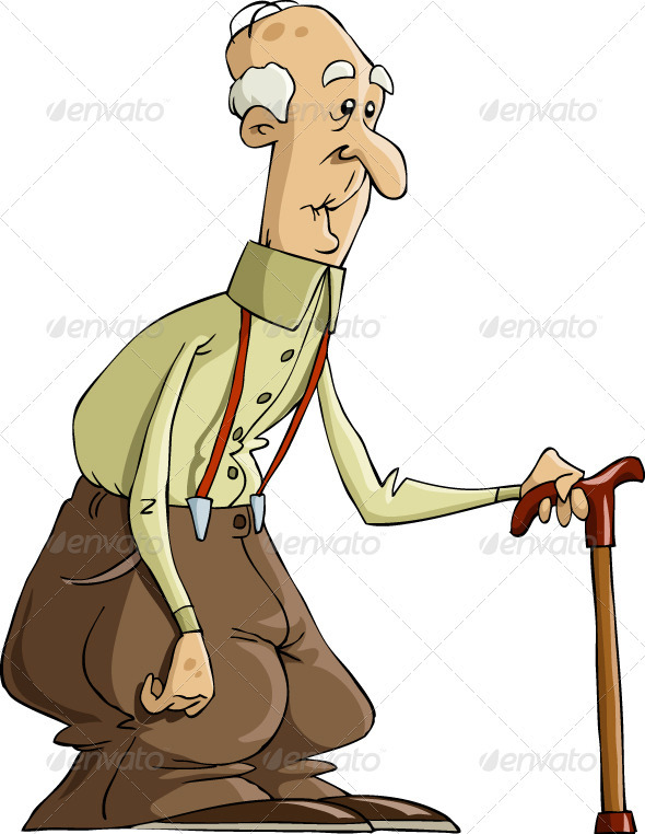 Cartoon Old Man  Isolated Object  No Transparency And Gradients Used