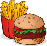 Cheeseburger French Fries Cartoon Royalty Free Stock Photos