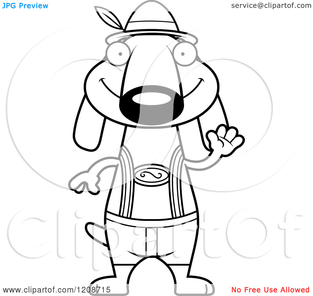 Clipart German Daschund Dog With A Pint Of Beer And Oktoberfest Banner    