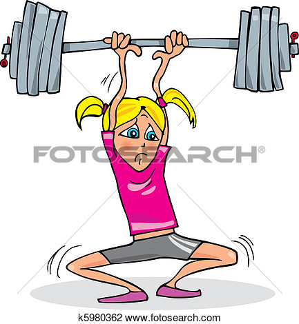 Clipart   Girl Lifting Heavy Weight  Fotosearch   Search Clip Art