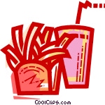 French Fries And A Soft Drink Vector Clip Art