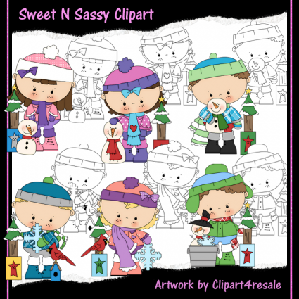 Home    Clipart    Winter Clipart    Winter Snow Kids Combo