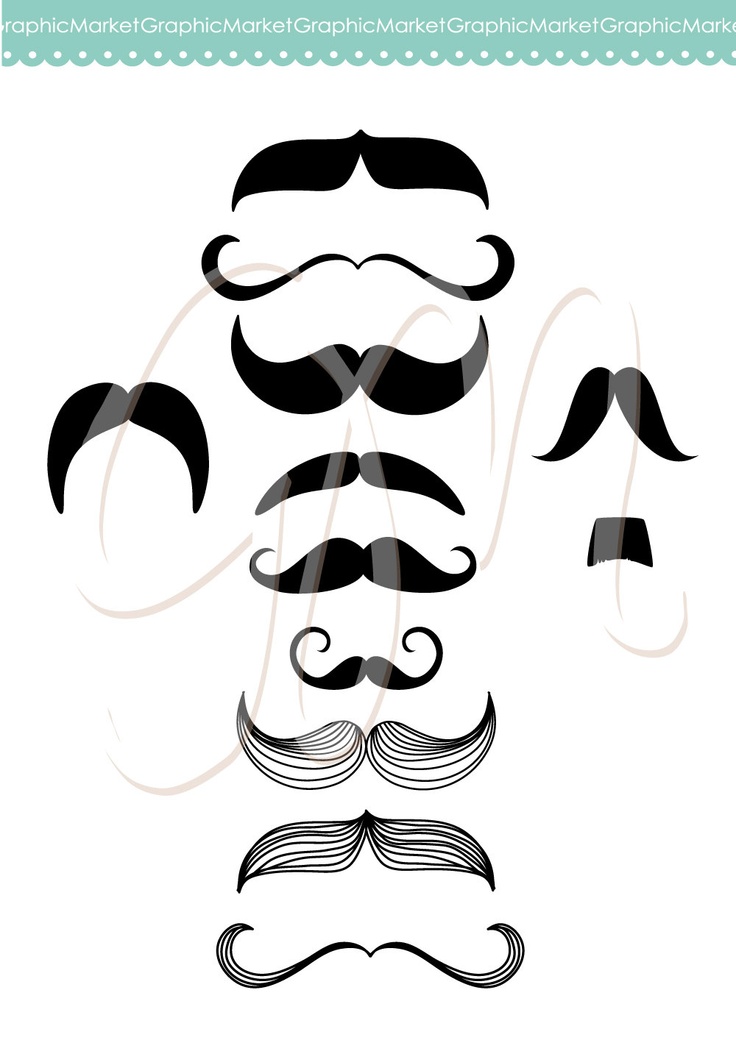 Mustache Spectacles And Lips Kiss Digital Clipart Set  Diy Photo