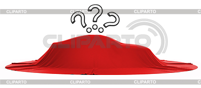 New Car Reveal With Query Marks Above Over White Background    