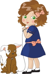 Puppy Dog Clipart Image   Cartoon Of A Young Girl With Her Brown And