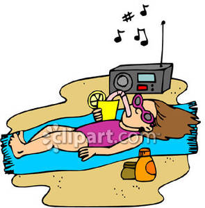 Relaxing On A The Beach Listening To The Radio Royalty Free Clipart