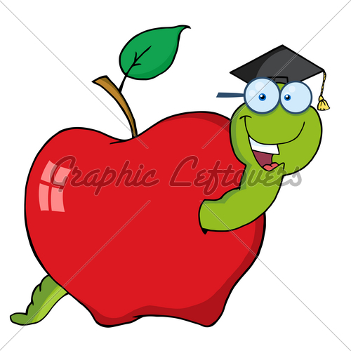 Royalty Free Rf Clipart Illustration Happy Graduate Worm In Apple Jpg