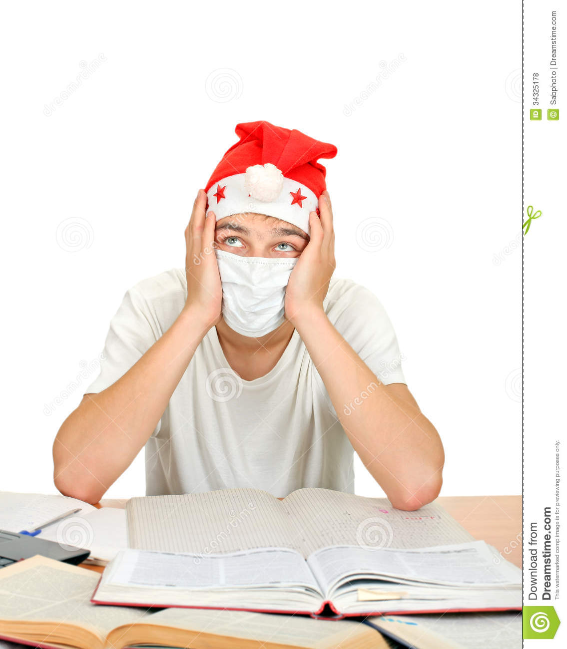 Sick Student In Santas Hat Royalty Free Stock Photos   Image  34325178