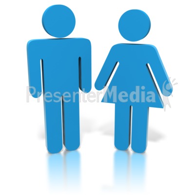 Stick Figure Couple Standing Together Presentation Clipart