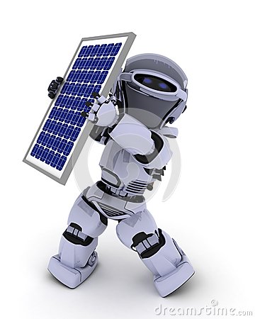 Stock Illustration  Robot With Solar Panel