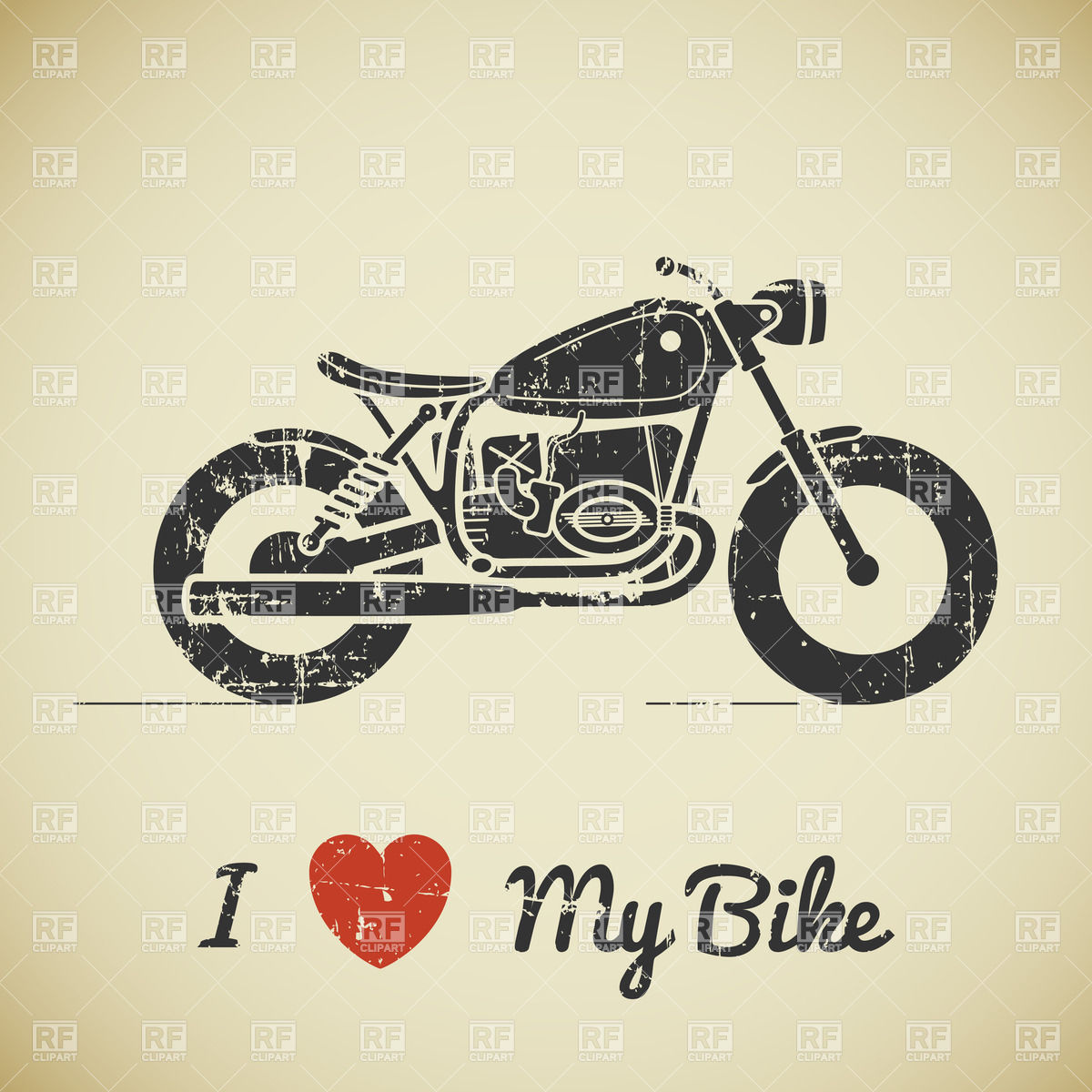 Vintage Grunge Motorcycle   I Love My Bike Download Royalty Free