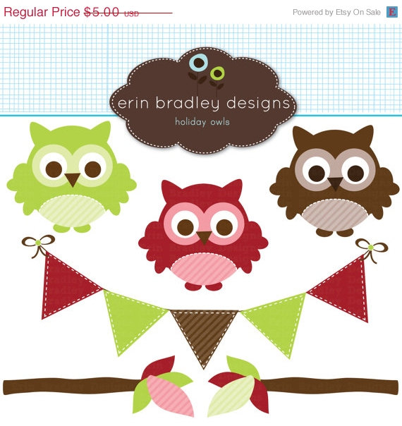50  Off Sale Holiday Owls Clipart Clip Art Personal   Commercial Use    