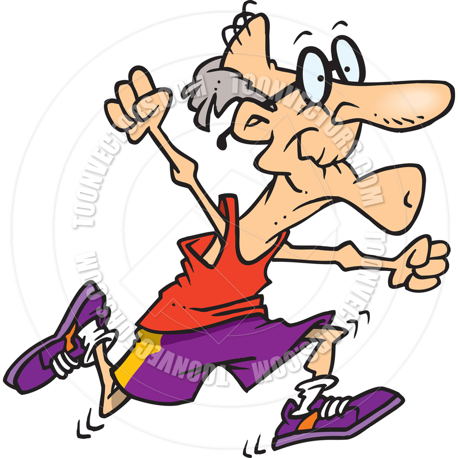 Cartoon Senior Jogging By Ron Leishman   Toon Vectors Eps  10717